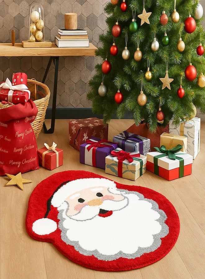 Feblilac Santa Claus Bath Rug Christmas Non-Slip Bath Mat Washable Microfiber Bathroom Mats for Indoor Living Room Fast Dry Rugs - Image 3